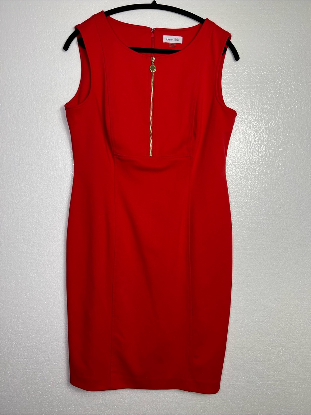 Calvin Klein red sleeveless midi dress size 12